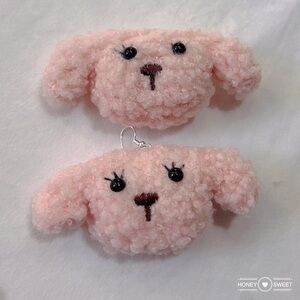 Plush Pink puppy earrings